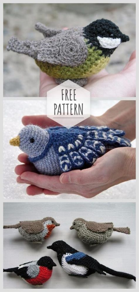 Crocheted Birds, Projek Mengait, Corak Krusye, Crochet Bird Patterns, Amigurumi Minta, Crochet Mignon, Confection Au Crochet, Pola Amigurumi, Crochet Birds