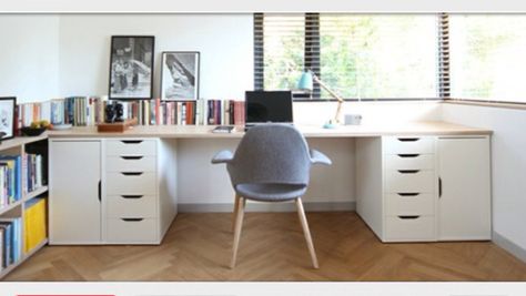 Ikea VIKA ALEX office/study desk                              … Craft Space, Ikea Office, Long Desk, Ikea Alex, Ikea Desk, Attic Renovation, Hemnes, Craft Room Office, Diy Desk