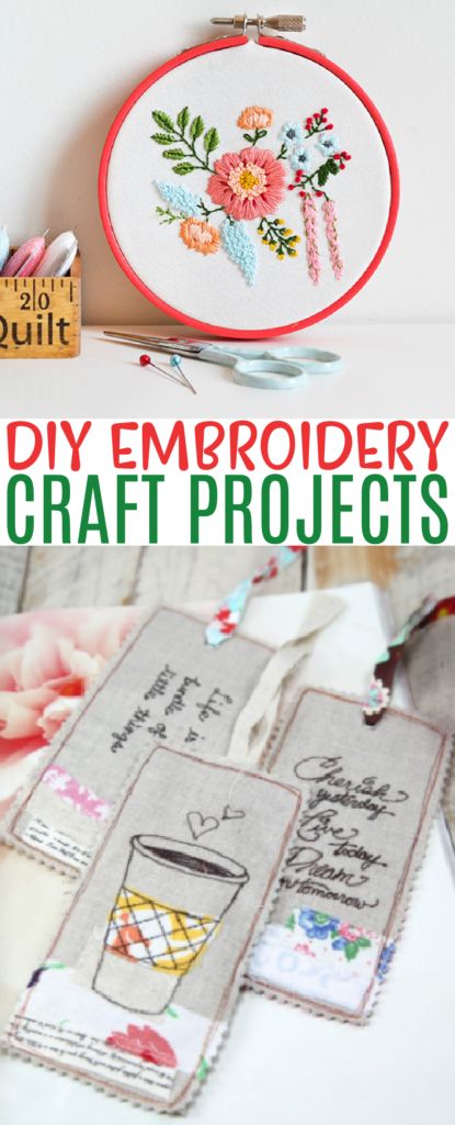 DIY Embroidery Craft Projects - A Little Craft In Your Day Beginner Embroidery Projects Simple, Crafts With Embroidery Thread, Embroidery Things To Sell, Simple Embroidery Projects, Embroidery String Crafts, Things To Embroider For Gifts, What To Do With Finished Embroidery, Easy Embroidery Gifts, Kids Embroidery Ideas