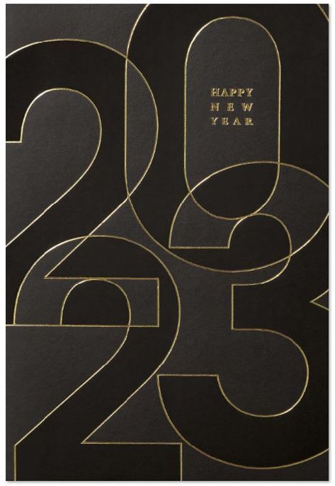 Moderne Neujahrskarte in schwarz mit Jahreszahl 2023 und "Happy New Year" New Year Card 2024 Design, Happy New Year 2024 Cards, Modern Greeting Card, New Years Poster Design, 2024 Happy New Year Design, New Year Card 2024, Mis Logo, New Years Graphic Design, Creative New Year Poster