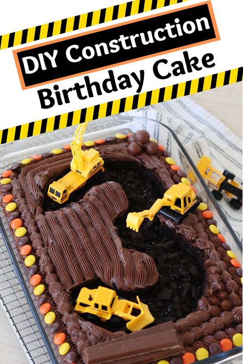 Birthday Construction Cake, 3rd Birthday Construction, Construction Birthday Party Food, Construction Themed Birthday Party, Third Birthday Boys, 3rd Birthday Party For Boy, Construction Birthday Cake, Cake At Home, Construction Theme Birthday Party