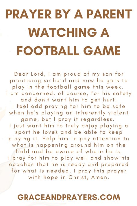 Seeking prayers for a football game? We hope you can use these 10 prayers, before, during, and after a game, as a player, a coach, or a viewer! Click to read all prayers for a football game. Prayer For Football Player, Football Prayer Before Game, Football Prayer, Paragraph For Boyfriend, Dylan Lee, Dinner Prayer, Bible Thoughts, Football Banquet, Prayer For My Son