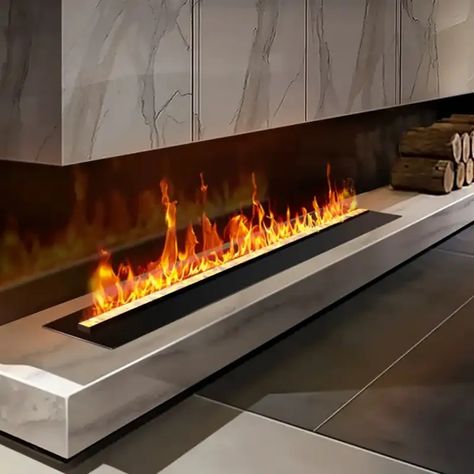 Water Vapor Fireplace, Vapor Fireplace, Fireplace Modern Design, Modern Electric Fireplace, Electric Fireplace Wall, Fireplace Kits, Modern Flames, Gorgeous Fireplaces, Water Vapor