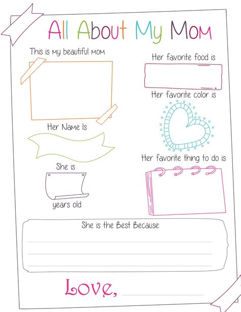 This free all about my mom worksheet is ideal for young kids who haven't learned how to write yet. This all about my mom template allows them to express their feelings by drawing their answers. Lifebook Ideas, Mom Template, All About My Mother, All About My Mom, Mothers Day Crafts Preschool, Mothers Day Card Template, Are You My Mother, All About Me Worksheet, Mother's Day Printables