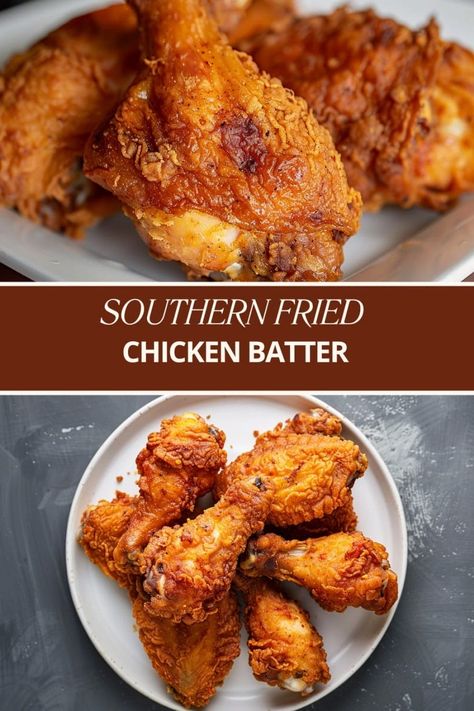 BEST SOUTHERN FRIED CHICKEN BATTER Fried Chicken Recipe Without Buttermilk, Southern Fried Chicken Batter, Southern Fried Chicken Recipe, Fried Chicken Batter, Country Fried Chicken, Fried Chicken Recipe Southern, Chicken Batter, Country Fried, Fried Chicken Recipe