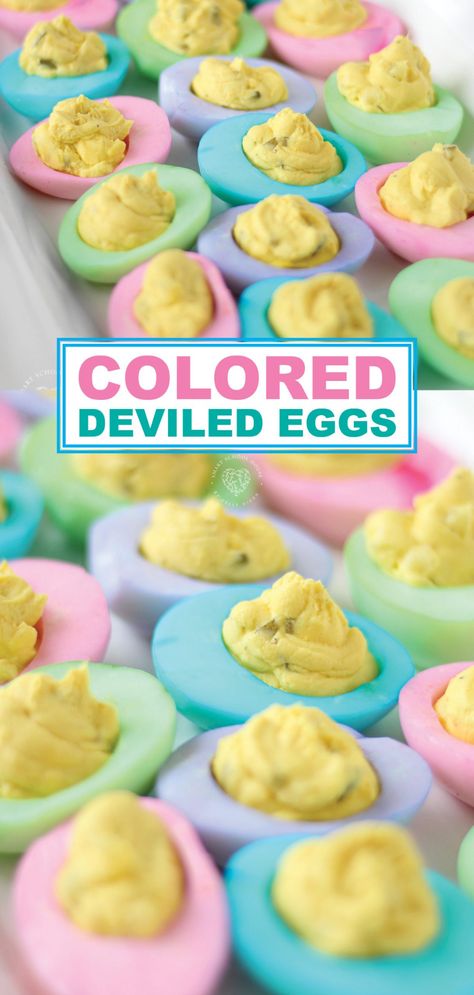 Deviled Eggs For Easter, Colored Deviled Eggs, Easter Deviled Eggs, Easter Party Food, Smart School House, Eggs For Easter, Festive Appetizers, Easter Appetizers, Easter Dishes