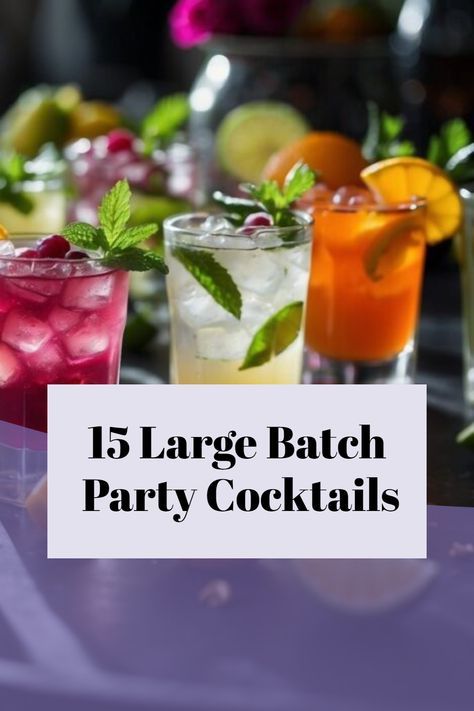 Unlock a world of flavor with our ultimate guide to large batch party cocktails 🍹! Dive into 15 amazing recipes that are perfect for gatherings of all sizes. Cheers to unforgettable moments! Batch Cocktails For Wedding, Signature Brunch Cocktails, Signature Party Drinks Alcohol, Halloween Cocktails Large Batch, Basic Mixed Drinks, How Much Alcohol For A Party Of 50, Best Big Batch Cocktails, Best Large Batch Cocktails, Cocktail Batch Recipes