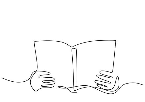 Person Reading Drawing, Line Art Books, Hand Holding A Book, Books Line Art, Open Book Drawing, Book Line Art, Book With Blank Pages, Holding A Book, Minimal Drawings