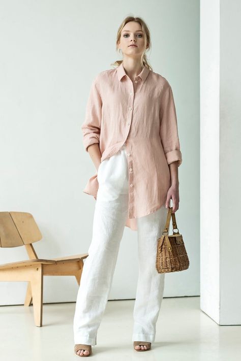 Linen Button Down Shirt Women, Oversized Linen Shirt Outfit, Linen Shirts Women Outfits, Linen Shirt Outfit Women, Linen Blouse Outfit, White Linen Pants Outfit, Linen Shirt Women, Linen Shirt Outfit, Summer Linen Shirt