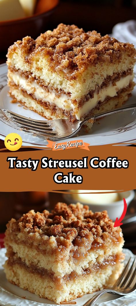 Start your morning right with a slice of Streusel Coffee Cake. This tender cake features a buttery cinnamon streusel topping that's simply irresistible. Perfect with a cup of coffee or tea, it's a comforting treat any time of day. #CoffeeCake #StreuselTopping #MorningTreat Cinnamon Coffee Cake Bread, Bus Quick Velvet Crumb Coffee Cake, Cinnamon Coffee Cake With Streusel Crumb Topping, Pumpkin Cake Streusel Topping, Pies And Tacos Coffee Cake, Cinnamon Streusel Pumpkin Coffee Cake, Coffee Cake Topping, Crumble Coffee Cake Recipes, Amish Coffee Cake