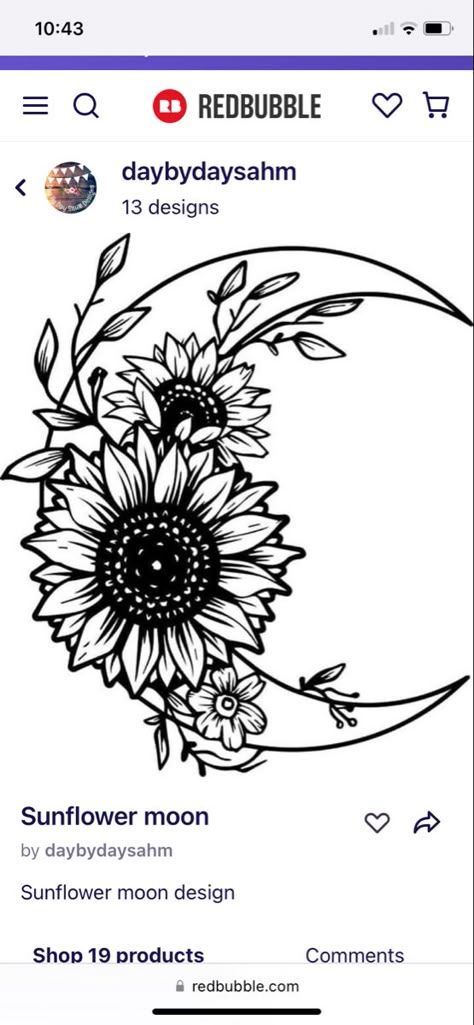 Crescent Moon Sunflower Tattoo, Sunflower With Moon Tattoo, Witchy Sunflower Tattoo, Moon With Sunflowers Tattoo, Moon And Sunflower Tattoo, Sunflower Moon Tattoo, Sunflower And Moon Tattoo, Moon And Sunflower, To The Moon And Back Tattoo