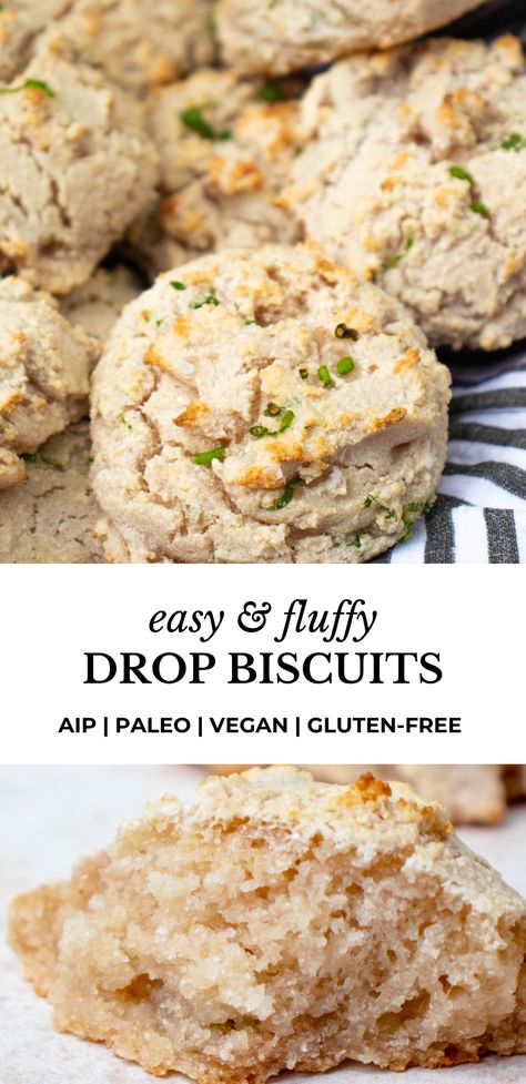 Gluten Free Drop Biscuits, Aip Sides, Paleo Biscuits, Aip Dinner, Vegan Paleo Recipes, Vegan Biscuits, Aip Paleo Recipes, Gluten Free Biscuits, Paleo Baking