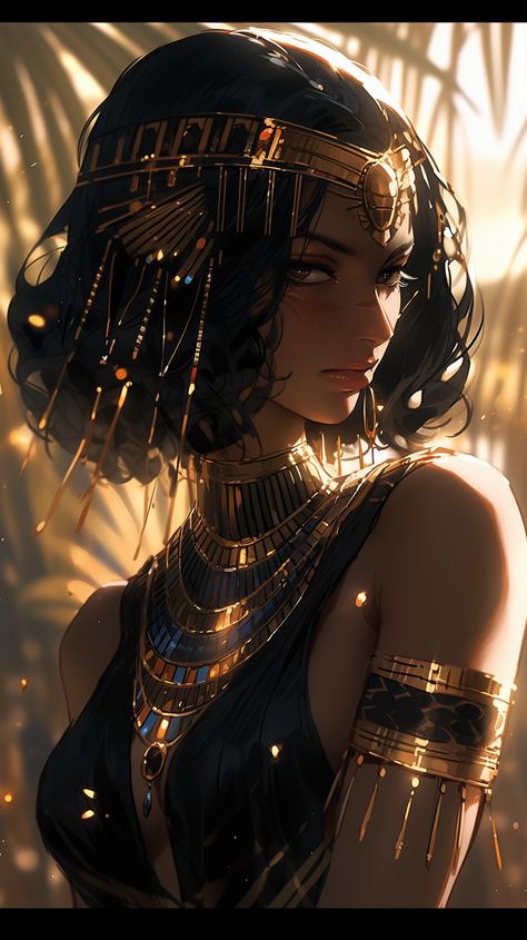 Egyptian Women Hairstyles, Egyptian Oc Art Female, Ancient Egypt Clothing Woman, Egyptian Women Art, Egyptian Goddess Aesthetic, Egyptian Character Design, Egypt Concept Art, Anime Egyptian, Piskel Art