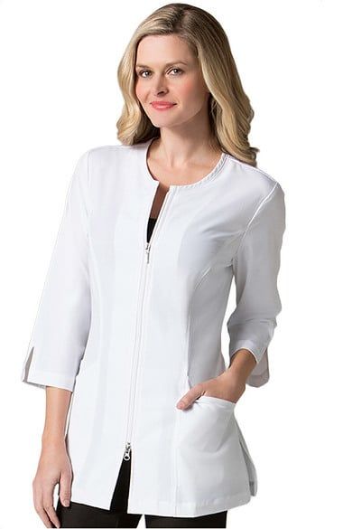 Pure Soft Women's Round Neck¾ Sleeve Lab Coat Jacket | allheart.com Posture Corrector Bra, Nurse Practitioner Student, Lab Jacket, Scrub Caps Pattern, Nursing Fashion, Medical Outfit, Scrub Jackets, Lab Coats, Safety Clothing