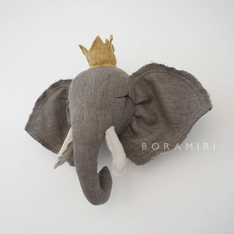 Elephant Images, Sewing To Sell, Faux Taxidermy, Portable House, Toy Art, Elephant Decor, Elephant Head, Fabric Suppliers, Animal Heads