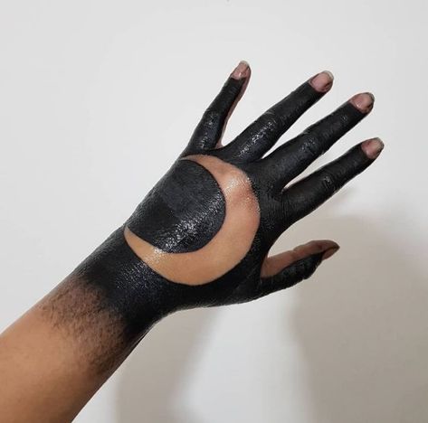 Blacked Out Hand Tattoo, Black Work Hand Tattoo, Black Out Hand Tattoo, Blackout Hand Tattoo, Black Hand Tattoo, Hand Print Tattoos, Painted Hands, African Tattoo, Blackout Tattoo