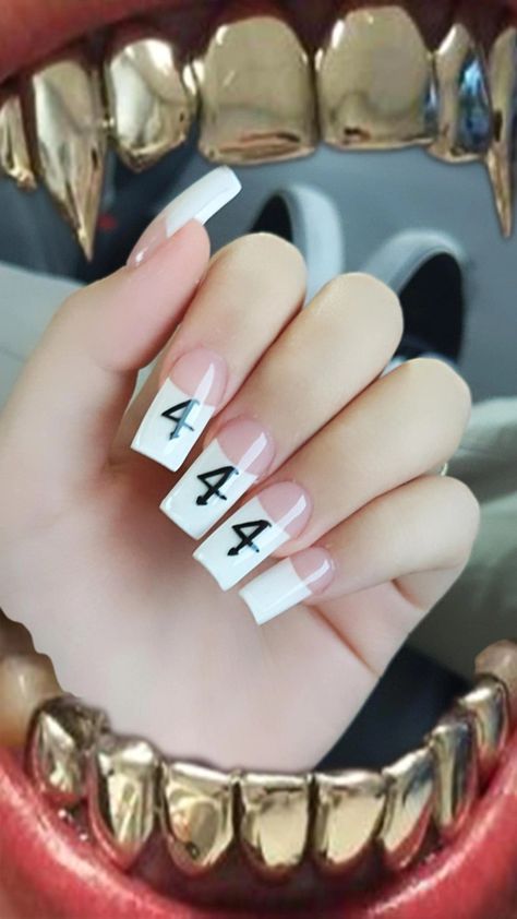 Angle Numbers Nails, 444 Angel Number Nails Acrylic, Nail Designs Angel Numbers, Angel Number Nail Design, Angel Number Nails, Angel Number Apparel, Nail Inspo, Nails Inspiration, Acrylic Nails