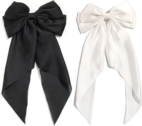 Amazon.com: Hair Bows For Women, Black White Hair, Butterfly Hair Accessories, Black Hair Bows, White Hair Bows, Big Hair Bows, Large Hair Bows, Hair Ribbons, French Hair