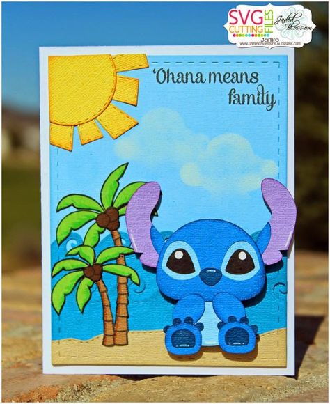 Disney Birthday Card, Scrapbook Techniques, Seasonal Tree, Candy Charms, Stitch Birthday, Jaded Blossom, Disney Cards, Stitch Gift, Scrapbooking Techniques