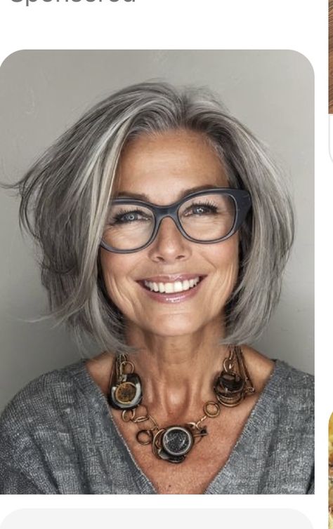 Womens Gray Hair, Short Haircut For Gray Hair, Womens Grey Hair, Short Layered Gray Hair, Hairstyles 60 And Over, Glasses And Grey Hair, Women Short Layered Haircuts, Gray Hair Glasses, Over 60 Womens Hairstyles