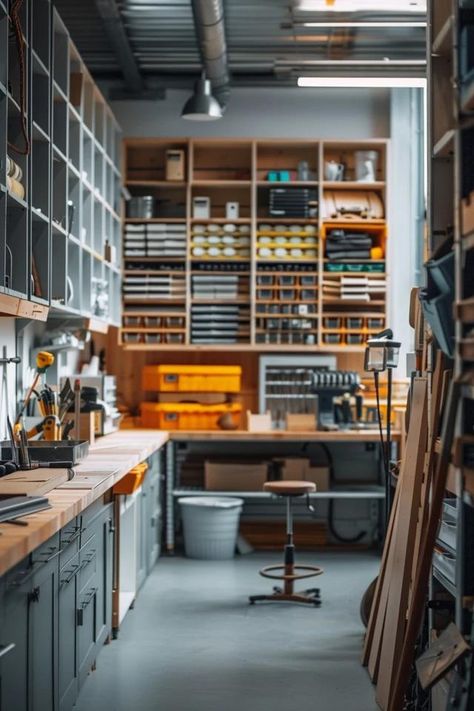 Organize Your Workshop: Sandpaper Storage Ideas Workshop Space Design, Sandpaper Storage, Mini Workshop, Youtube Background, Workspace Studio, Slide Out Shelves, Art Studio Organization, Workshop Studio, Workshop Design