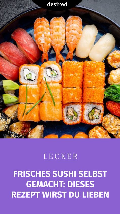 Sushi ist das Nationalgericht Japans und kann auch einfach selber gemacht werden. Wir sagen dir, wie du die perfektes Sushi machst. Japan Sushi, Sushi Menu, Nigiri Sushi, Menu Design, Low Carb, Food And Drink