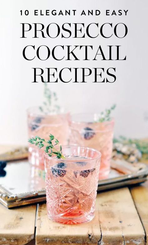 Cocktail Prosecco, Prosecco Cocktail Recipes, Resep Koktail, Cocktail Recipe Book, Fest Mad, Coctails Recipes, Prosecco Cocktails, Cocktail Sauce, Summer Cocktail Recipes