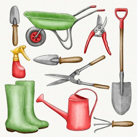 Tools For Gardening, Best Garden Tools, Garden Clipart, Flat Design Illustration, Garden Drawing, Farm Tools, Garden Services, Garden Tool Set, Garden Maintenance