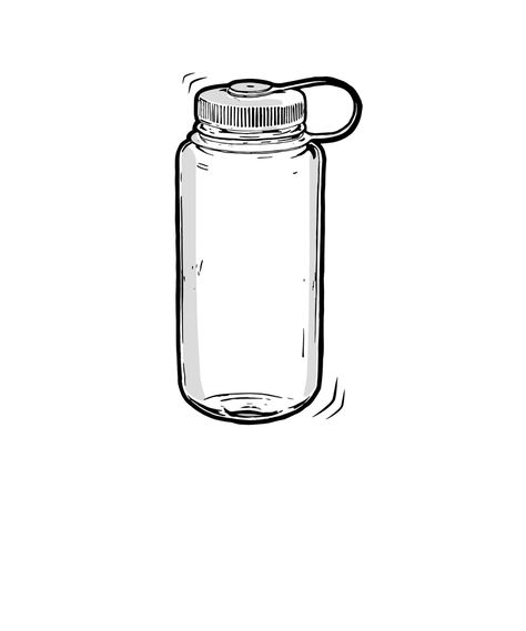 Water Bottle Doodle, Water Bottle Sketch, Water Bottle Illustration, Bottle Doodle, Water Bottle Cartoon, Water Bottle Drawing, Mouth Art, Nalgene Water Bottle, 5 Gallon Water Bottle