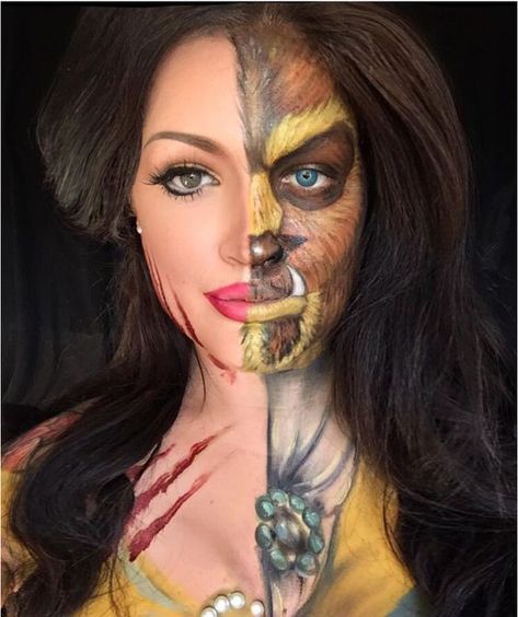 Halloween makeup | halloween makeup ideas | halloween 2018 | creative halloween makeup| hallowren 2018 | makeup ideas for halloween| good halloween makeup| half bell and half beast makeup | beauty and the beast halloween makeup| Belle Makeup, Fantasy Make-up, Halloween Make-up Looks, Special Fx Makeup, Disney Makeup, Theatrical Makeup, Character Makeup, Special Effects Makeup, Halloween Costumes Makeup