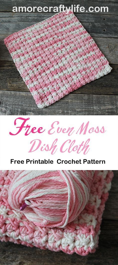 Moss Stitch Dishcloth, Moss Crochet Stitch, Even Moss Stitch, Moss Crochet, Crochet Kitchen Items, Crochet Washcloth Free Pattern, Crochet Washcloth Free, Moss Stitch Pattern, Crochet Dish Cloth Free Pattern