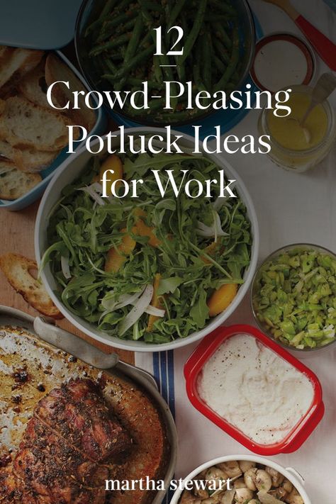 What’s for lunch today? The same sad desk salad, right? That’s why an office potluck is always welcome. But what do you bring? These crowd-pleasers are easy to transport on your commute, able to feed a crowd, and -- obviously -- delicious. #marthastewart #recipes #recipeideas  #christmasrecipes #christmaspotluck #christmasfood Potluck Lunch Ideas, Potluck Ideas For Work, Recipes Potluck, Potluck Appetizers, Office Potluck, Easy Potluck Recipes, Work Potluck, Easy Potluck, Potluck Ideas