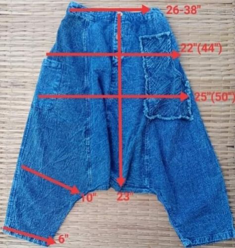 Diy Harem Pants From Jeans, Harem Pants Diy, Harem Pants Pattern, Vestiti In Jeans, Ropa Upcycling, Vintage Denim Skirt, Shabby Chic Clothes, Viking Clothing, Sewing Tutorials Clothes