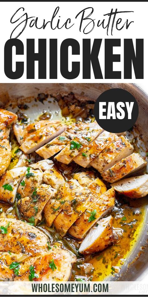 Garlic Butter Chicken Chicken Breast Recipes Baked, Chicken Breast Recipes Easy, Butter Chicken Recipe, Easy Chicken Dinner Recipes, Garlic Butter Chicken, Chicken Dishes Recipes, Poultry Recipes, Butter Chicken, Garlic Butter