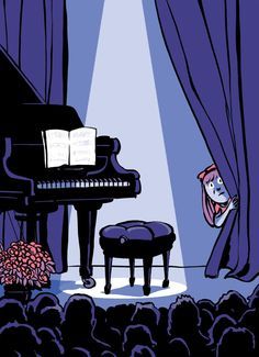 Article on stage fright in the new yorker. Quotes Baryshnikov 's advice about stage fright: say to yourself, out loud, something outrageous before going on. Also he thought stage fright was about morality, the feeling of obligation Stage Fright, Day Lewis, Piano Teaching, Piano Teacher, Public Speaker, Performance Artist, Public Speaking, The New Yorker, New Yorker