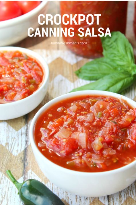 crockpot-canning-salsa-familyfreshmeals-com Crockpot Salsa For Canning, Crockpot Salsa, Salsa Canning Recipes, Southern Comfort Recipes, Slow Cooker Salsa, Tomatoes Recipes, Canning Salsa, Canning Ideas, Salsa Recipes