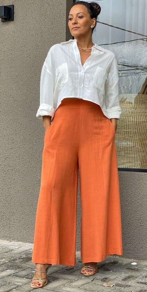 Orange Womens Outfits, Tulle Pattern, Casual Chic Outfits, Elegante Casual, Classy Casual Outfits, Casual Chic Outfit, Modest Fashion Outfits, Looks Chic, Mode Inspiration