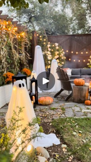 149K views · 25K reactions | Who’s ready for a “Ghouls Night Out” in my backyard?!👻 I gave my outdoor space a ghostly glow-up this season with @PotteryBarn’s cute Halloween decor! Aren’t the lit ghosts and the glow from the lanterns just magical?!✨ Check out my stories for more fun and links! 👻 #MyPotteryBarn

#halloweenparty #halloweenpartyideas #halloweendinnerparty #halloweenpartydecor #ghoulsnightout #halloweentablescape | Kara Bowman | littlehouseonchestnut · L’Ensemble Kin Moon and Spirals Ghouls Night, Cute Halloween Decor, Halloween Tablescape, Halloween Party Dinner, Fall Decorating, The Glow, Halloween Party Decor, Halloween Ideas, Cute Halloween