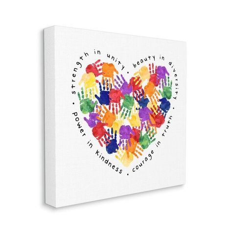 Rainbow Handprint, Handprint Heart, Art Auction Projects, Heart Canvas, Collaborative Art, Heart Graphic, Handprint Art, Stupell Industries, Baby Art