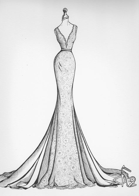 Sketch Of Dresses Design, Drawing Wedding Dresses, Designer Dresses Drawing, Fashion Sketches Wedding Dresses, Fashion Design Sketches Wedding Dress, Wedding Dress Sketches Design, Wedding Dress Drawing Sketches, Wedding Dresses Drawing, Fashion Dresses Drawing