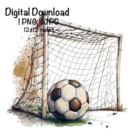 Soccer Watercolor Painting, Soccer Painting Ideas On Canvas, Soccer Digital Art, Soccer Illustration Art, Soccer Goal Drawing, Soccer Ball Painting, Football Art Illustration, Soccer Ball Illustration, Soccer Watercolor