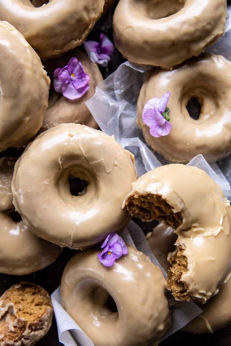 Maple Donuts, Half Baked Harvest Recipes, Baked Doughnuts, Glazed Doughnuts, Harvest Recipes, Maple Glaze, Doughnut Recipe, Half Baked, Pastry Flour