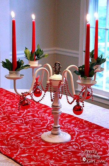 chandelier_turned_candelabra Candelabra Decor, Halloween Candelabra, Old Chandelier, Brass Lighting, Christmas Centerpieces, Beveled Glass, Christmas Deco, Christmas Joy, Christmas Candles