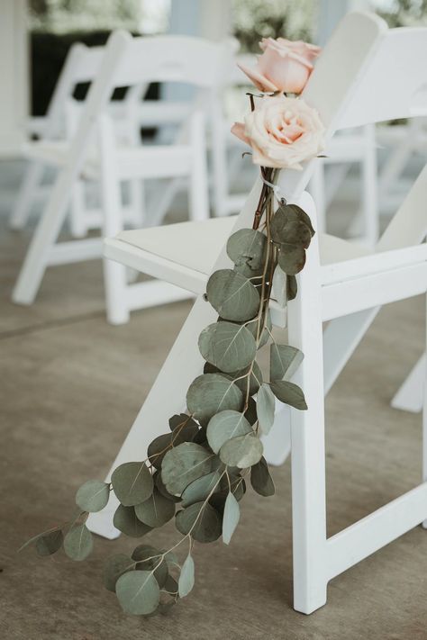 Eucalyptus Wedding Aisle Chair Decor, Eucalyptus Wedding Color Scheme, Wedding Officiant Business, Eucalyptus Wedding Decor, Wedding Chair Decor, Wedding Alter, Wedding Pews, Wedding Alters, Nashville Bride