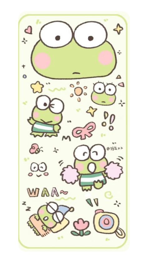 Pink Wallpaper Hello Kitty, Frog Wallpaper, Walpaper Hello Kitty, Wallpaper Green, Wallpaper Doodle, Sanrio Wallpaper, Cute Wallpaper, Iphone Wallpaper Themes, Hello Kitty Iphone Wallpaper