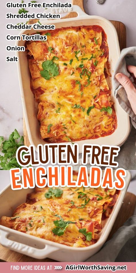 Gluten Free Chicken Enchiladas, Gluten Free Enchiladas, Gluten Free Main Dishes, Mexican Dinner, Gluten Free Recipes For Dinner, Enchilada Recipes, Gluten Free Dinner, Gluten Free Recipes Easy, Gluten Free Chicken