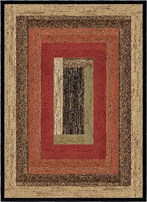 Rustic Lodge, Panel Area Rug, 63" W x 87" L, Multi 3783 Rustic Lodge Decor, Black Bear Decor, Lodge Design, Moose Decor, Rustic Clock, Cross Quilt, Rustic Mirrors, Pine Cone Decorations, Bear Decor