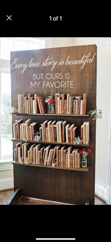 Book Themed Wedding Shower Ideas, Book Lover Wedding Ideas, Wedding Bookshelf, Bookish Wedding Ideas, Story Of Us Wedding, Literary Wedding Theme, Story Book Wedding, Whimsigoth Wedding, Academia Wedding