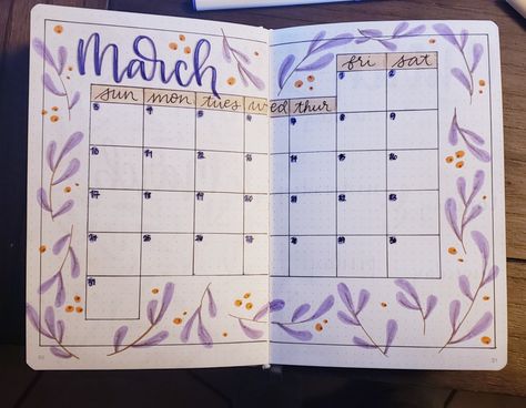 Bujo Purple Theme, May Bullet Journal Calendar, Journal Purple Theme, Purple Bullet Journal Theme, Calendar Design 2024, April Bullet Journal Calendar, May Calendar Ideas, March Journal Ideas, Journal Calendar Ideas