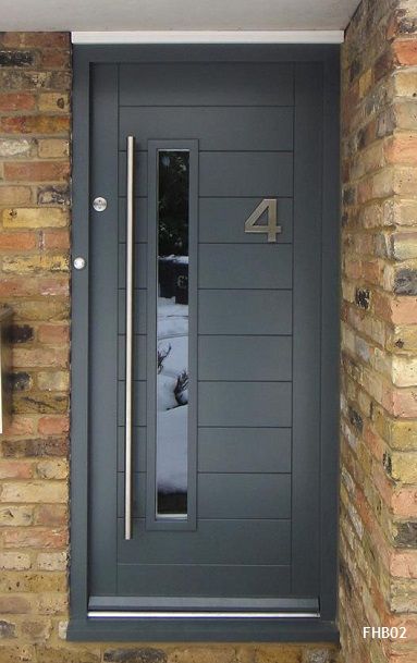 Contemporary front door Grey Front Door, Upvc Front Door, Pintu Interior, Grey Front Doors, Porte In Ferro, Composite Front Door, Contemporary Front Doors, Contemporary Doors, Modern Front Door